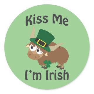 Kiss me I'm Irish Yak Classic Round Sticker