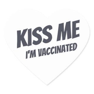 Kiss Me I'm Vaccinated Modern Cute Funny Quote Heart Sticker