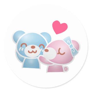 Kissing Bears Cute and Kawaii Classic Round Sticker
