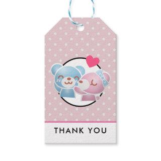 KIssing Bears on Polka Dots Cute Thank You Gift Tags