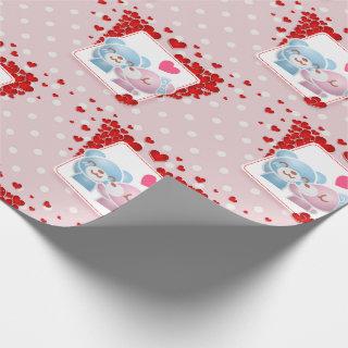 Kissing bears with Red Love Hearts All Around