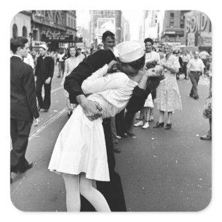 Kissing On VJ Day World War Square Sticker