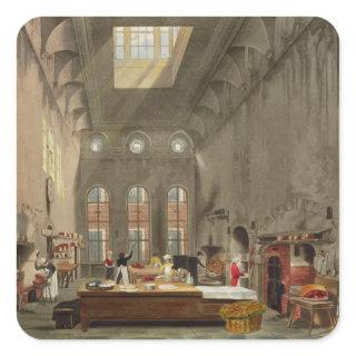 Kitchen, St. James's Palace, engraved by William J Square Sticker