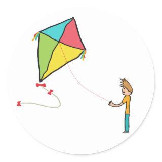 Kite Flying Classic Round Sticker