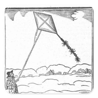Kite Flying Square Sticker