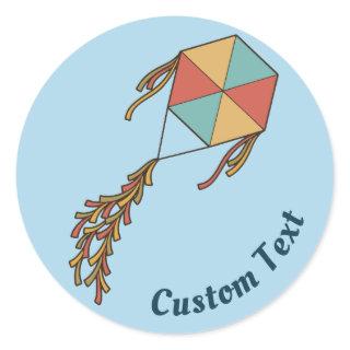 Kite Icon Light Blue Classic Round Sticker