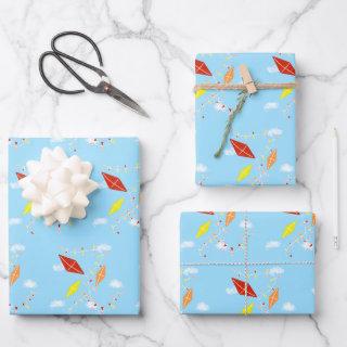 Kites in the Sky Blue Pattern Kids  Sheets