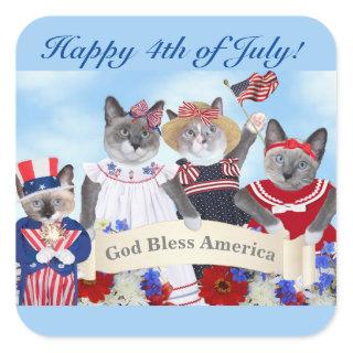 Kittens Fourth of July Square Stickers