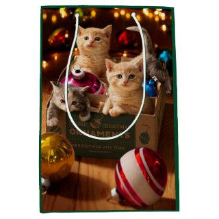 Kittens in Ornament Box Medium Gift Bag
