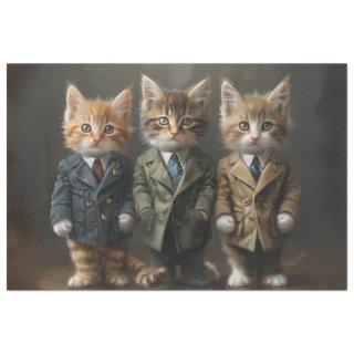 Kittens in Suits on Stage Decoupage  Tissue Paper