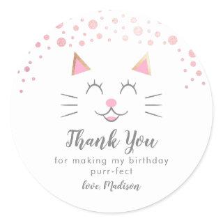 Kitty Cat Birthday Party Favor Classic Round Sticker