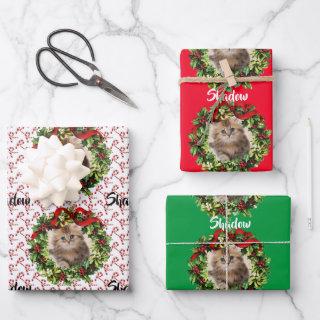 Kitty Cat Christmas Photo & Name Candy Cane 3  Sheets