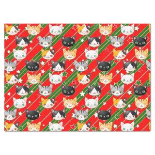 Kitty Cat Christmas Red & Green Cute Tissue Paper