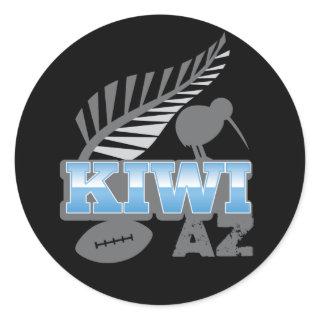KIWI AZ rugby bird and silver fern New Zealand Classic Round Sticker
