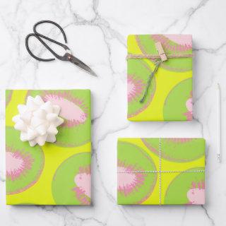 Kiwi Pop Art Fruit Pattern in Chartreuse and Pink  Sheets