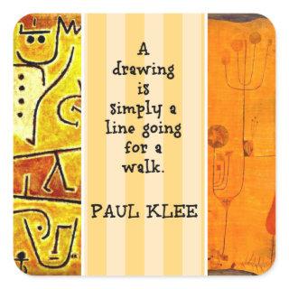 Klee - Abstract artwork and quotation, Square Sticker