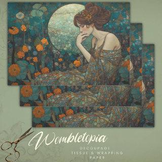 Klimt-Inspired Moon Blossom Art Nouveau Decoupage   Sheets
