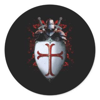Knights Templar Flag Helmet Cross Sword Classic Round Sticker