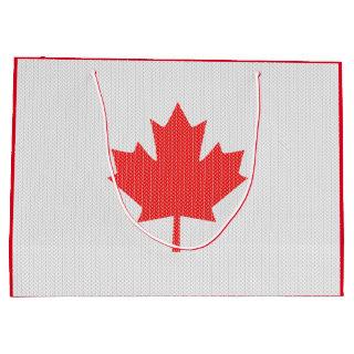 Knit Style Maple Leaf Knitting Motif Large Gift Bag