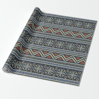 Knitted Christmas Sweater Nordic style pattern