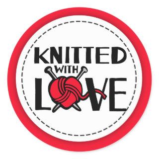 Knitted with love red wool knitters gift stickers
