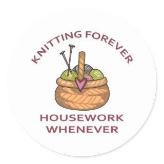 KNITTING FOREVER CLASSIC ROUND STICKER