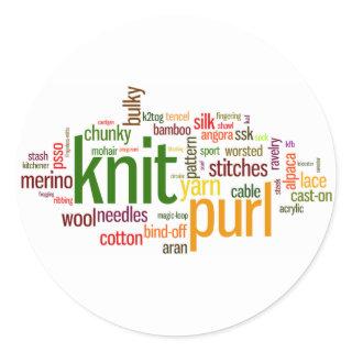 Knitting Lexicon - words for knitters!  Knit On! Classic Round Sticker