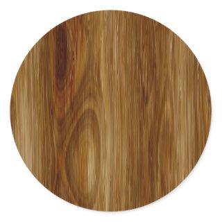 Knotted Oak Woodgrain Look Classic Round Sticker