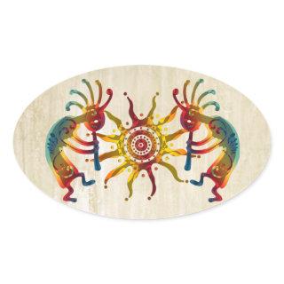 KOKOPELLI DUO SUN + your ideas Oval Sticker