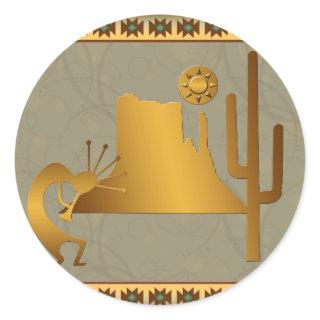Kokopelli Mesa & Cactus Set #2 Classic Round Sticker