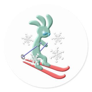 Kokopelli Native American Skiing Classic Round Sticker