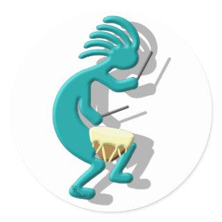Kokopelli Snare Drum Classic Round Sticker