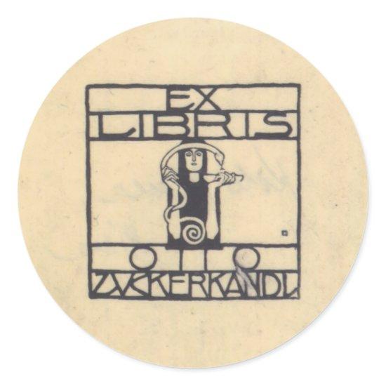 Koloman Moser- Exlibris for Otto Zuckerkandl Classic Round Sticker
