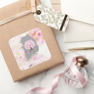 Korean Roots Sakura Tree Notebook Ipad Air Cover Square Sticker