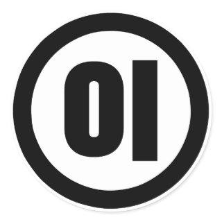Korean Sino Number 2 Two 이 【I】 Hangul Classic Round Sticker