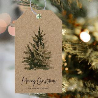 Kraft Christmas Green  Tree | Merry Christmas  Gift Tags