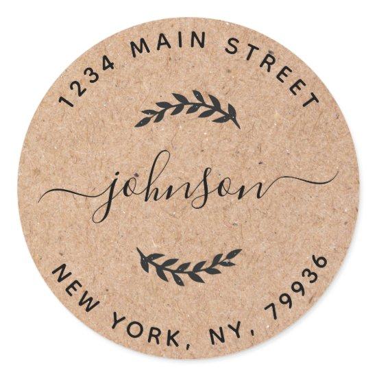 Kraft Create Your Own Round Return Address Classic Round Sticker