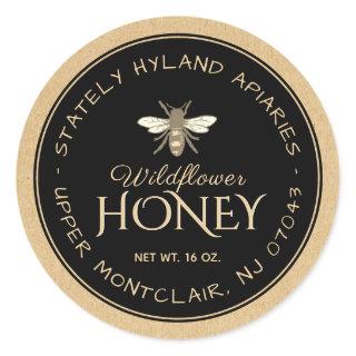 Kraft Handwritten Black Honey Label (Heraldic Bee)