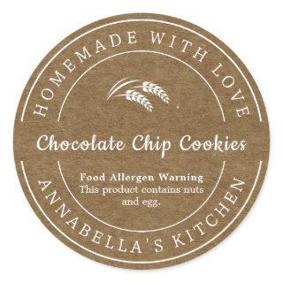 Kraft Homemade with Love Food Allergen Warning Classic Round Sticker