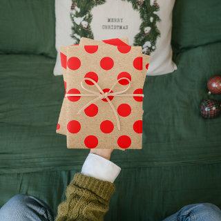 Kraft Modern Red Christmas Dots And Stripes  Sheets