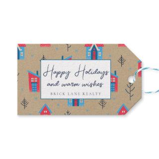 Kraft Paper Festive Happy Holidays Realty    Gift Tags