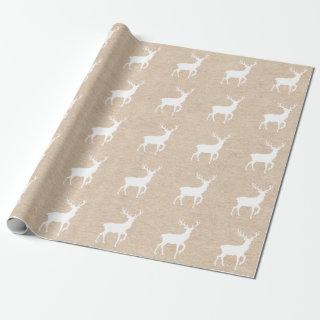 Kraft Paper Look and White Deer Stag with Antlers