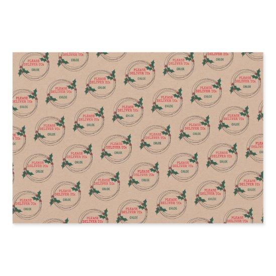 Kraft Please Deliver To, Customised Christmas  Sheets