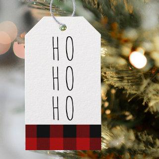 Kraft Red Buffalo Plaid & Ho Ho Ho Christmas   Gift Tags