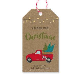 Kraft Rustic Christmas Vintage Truck String Lights Gift Tags