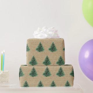Kraft Watercolor Christmas Green Pine Tree