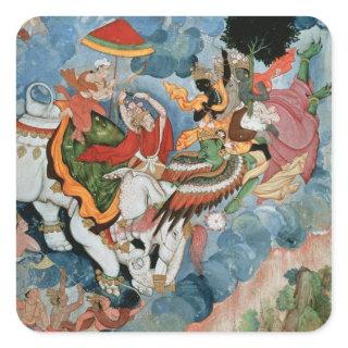 Krishna's combat with Indra, c.1590 Square Sticker