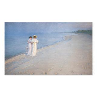 Kroyer - Summer Evening on Skagen Beach Rectangular Sticker