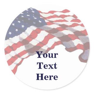KRW Custom Text American Flag Stickers