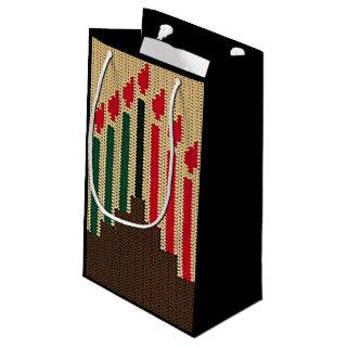 Kwanzaa Red Black Green Artisan Crochet Print      Small Gift Bag
